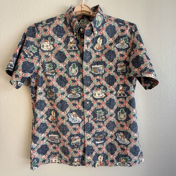 Reyn Spooner 40th Anniversary Mele Kalikimaka Santa Aloha Hawaiian Shirt Medium - Picture 1 of 12